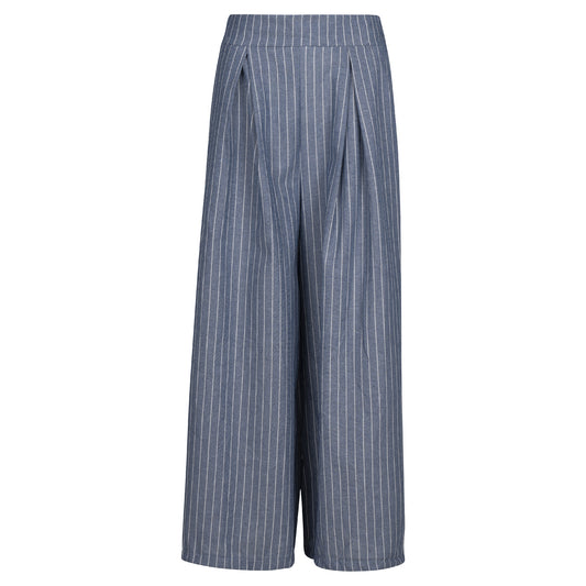 Astrid — Women's Casual Woven Pants — Blue Stripe