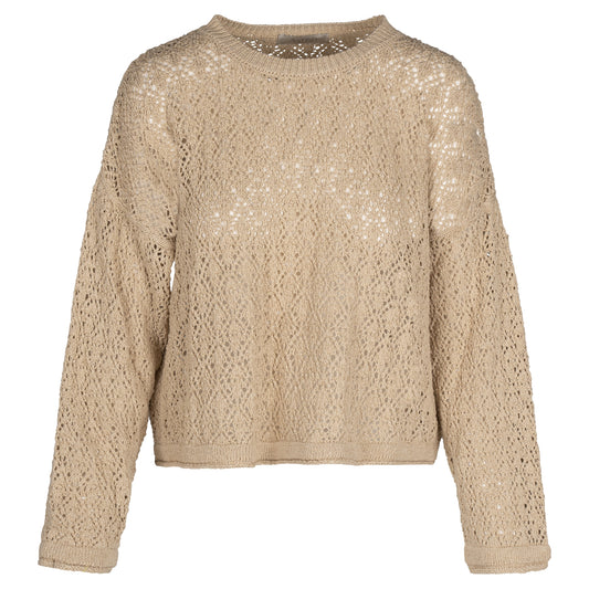 Astrid — Women's Cozy Knit Sweater — Sand